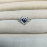 1ct Round Cut Blue Sapphire Heart Split Shank Engagement Ring 14k WhiteGold Over