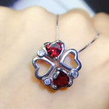 2ct Red Garnet Pendant Heart Cut Valentine Heart 14k White Gold Finish NO CHAIN