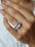 4ct Radiant Cut VVS1D Diamond Engagement Ring Three Stone 14k White Gold Finish