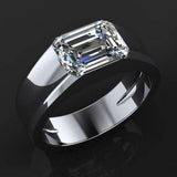 2.5ct Emerald Diamond Solitaire Statement Men Engagement Ring 14k WhiteGold Over