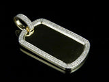 1ct Round Cut VVS1D Diamond Frame Dog Tag Charm Pendant 14k Yellow Gold Finish