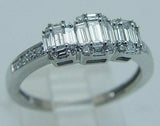 4Ct Baguette Cut Diamond Accents Statement Engagement Ring 14K White Gold Finish