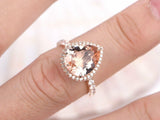 1.2ct Pear Cut Peach Morganite Halo Solitaire Engagement Ring 14k Rose Gold Over