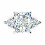 1.5ct Radiant Cut VVS1 Diamond Three Stone Engagement Ring 14k White Gold Finish