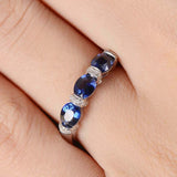 1.5ct Oval Cut Blue Sapphire Wedding Band Unique Stylish 14k White Gold Finish