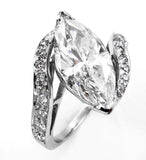 5Ct Marquise Diamond Swirl Bypass Solitaire Engagement Ring 14K White Gold Over