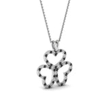 1ct Round Cut Black Diamond Heart Clover Pendant 14k White Gold Finish NO CHAIN