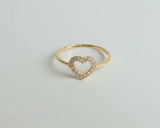 0.12ct Engagement Ring Round Cut Diamond Open Heart Shaped 14k YellowGold Finish