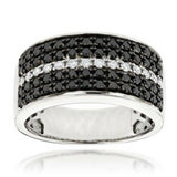 4Ct Round Cut Black White Diamond Five Row Men Wedding Band 14K White Gold Over