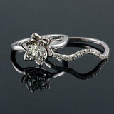 2ct Round Diamond Flower Bridal Wedding Set Engagement Ring 14k White Gold Over