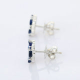 2.7ct Stud Earrings Pear Cut Blue Sapphire Floral 14k White Gold Finish