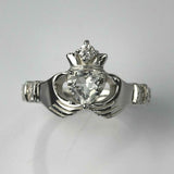 1.1ct Heart Cut Diamond Claddagh Design Engagement Ring 14k White Gold Finish