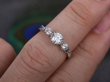 1ct Round Cut VVS1D Diamond Engagement Ring 14k White Gold Finish Unique Trilogy