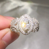 2.9ct Marquise Cut Diamond Engagement Ring 14k White Gold Finish Halo Cluster