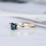 0.5ct Princess London Blue Topaz Engagement Ring Solitaire 14k Yellow Gold Over