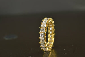 4Ct Princess Cut DVVS1 Diamond Full Eternity Wedding Band 14K Yellow Gold Finish