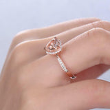 2ct Engagement Ring Heart Cut Morganite Diamond Accent Halo 14k Rose Gold Finish