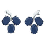 2.3ct Drop Earrings Oval Cut Blue Sapphire Berry Fruit 14k White Gold Finish