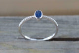 1ct Oval Cut Blue Sapphire Engagement Ring 14k White Gold Finish Diamond Accents