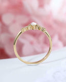 0.6ct Marquise Diamond Engagement Ring Minimalist Trilogy 18k Yellow Gold Finish