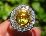 4.5ct Oval Cut Yellow Sapphire Double Halo Engagement Ring 14k White Gold Finish