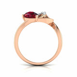 1Ct Pear Cut Pink Ruby Diamond Heart Shape Engagement Ring 14K Rose Gold Finish