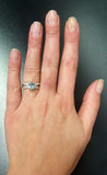 1.6ct Engagement Ring Oval Cut Blue Aquamarine Split Shank 14k White Gold Finish