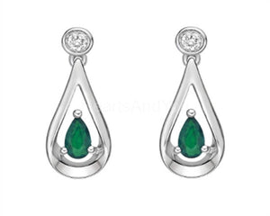 1ct Pear Cut Simulated Green Emerald Tear Drop Earrings 14k White Gold Plated