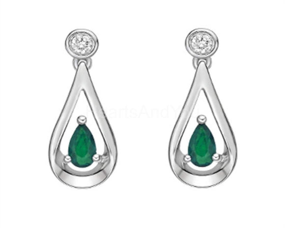 1ct Pear Cut Simulated Green Emerald Tear Drop Earrings 14k White Gold Plated