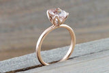 1ct Oval Cut Peach Morganite Engagement Ring Solitaire Women 14k RoseGold Finish