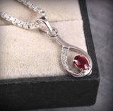 1ct Pink Ruby Pendant Oval Cut Tear Drop 14k White Gold Finish NO CHAIN