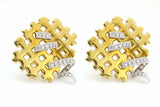 1ct Round Cut VVS1D Diamond Mesh Stylish Stud Earrings 14k Yellow Gold Finish