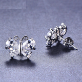 4ct Pear Cut VVS1D Diamond Butterfly Shape Stud Earrings 14k White Gold Finish