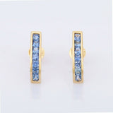 2ct Drop Earrings Princess Cut Blue Tanzanite Vertical Bar 14k YellowGold Finish