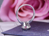 Round Diamond Heart Design 6Prong Solitaire Engagement Ring 14k WhiteGold Finish