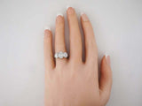 3ct Oval Diamond Engagement Ring Vintage Trilogy Solitaire 14k White Gold Finish