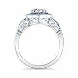 2.5ct Round Cut Diamond Sapphire Art Deco Engagement Ring 14k White Gold Finish