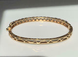 5ct Round Cut Blue Sapphire Filigree Bracelet 14K Yellow Gold Finish