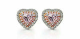 1ct Heart Cut Pink Sapphire Double Halo Stud Women Earrings 14k WhiteGold Finish