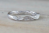 0.5ct Round Cut Diamond Engagement Ring 14k White Gold Over Filigree Vine Dainty