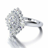 2.5ct Oval Cut Diamond Halo Stylish Solitaire Engagement Ring 14k WhiteGold Over