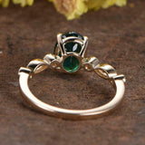 1.5ct Oval Green Emerald Engagement Ring Solitaire Vintage 14k Yellow Gold Over