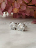 2ct Round Cut Moissanite Push Back Stud Earrings For Women 14k White Gold Plated