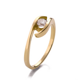 0.4ct Round Cut Diamond Engagement Ring 14k Yellow Gold Finish Swirl Solitaire