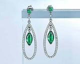 2.7ct Drop Earrings Marquise Cut Emerald Cocktail Dangling 14k White Gold Finish