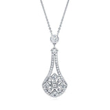 2ct Round Cut VVS1 Diamond Art Deco Drop Pendant 14k White Gold Finish NO CHAIN