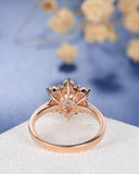 2ct Round Cut Diamond Engagement Ring 14k Rose Gold Finish Halo Floral Solitaire