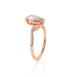 1.5ct Pear Cut Diamond Engagement Ring Leaf Stylish Design 14k Rose Gold Finish