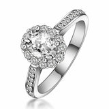 2ct Oval Cut Diamond Halo Engagement Ring 14k WhiteGold Finish with Round Accent