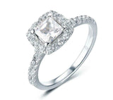 1.6ct Princess Cut Diamond Engagement Ring Solitaire Halo 14k White Gold Finish